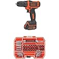 BLACK+DECKER 12V MAX Cordless Drill/Driver (BDCDD12C) with BLACK+DECKER BDA42SD 42-Piece Standard Screwdriver Bit Set