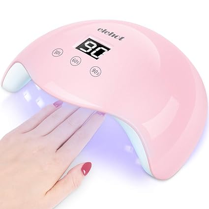 Nageltrockner LED Nagellampe UV Lampe für Gelnägel mit Sensor 3 Timer LCD-Display 30W rosa von ELEHOT -Verpackung MEHRWEG