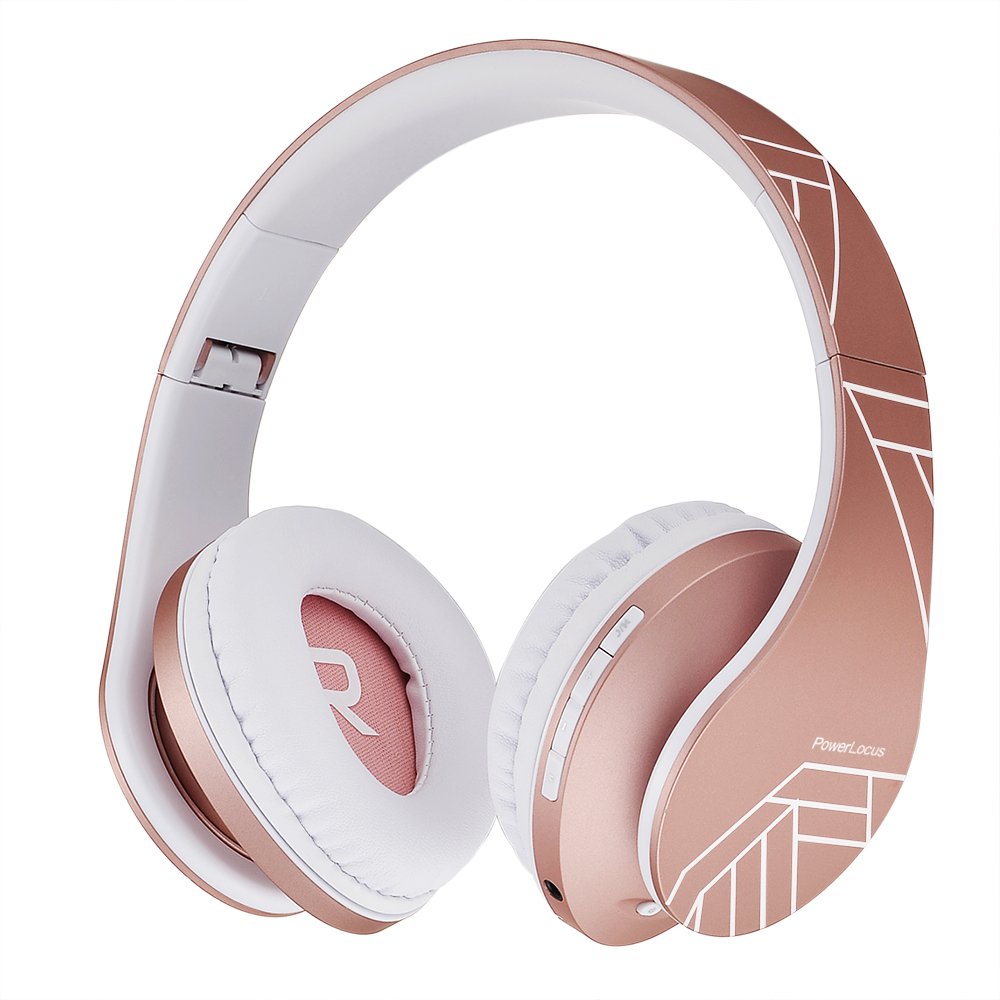 PowerLocus P2 Kids Headphones Wireless, Bluetooth Headphones for Kids Over Ear with Volume Limit 85DB, Built-in Microphone, Foldable, Carry Case, Micro SD/TF for iPhone/iPad/Laptop/PC/TV (Rose Gold)