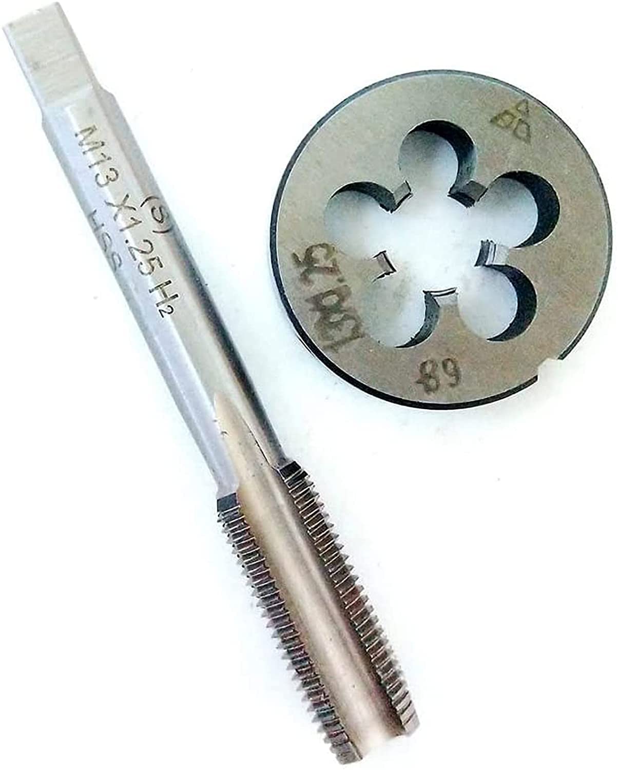 HUAZHICHUN M13×1.25 HSS Metric Tap and Die Set,Thread Tap and Round Thread Die Right Hand Tap