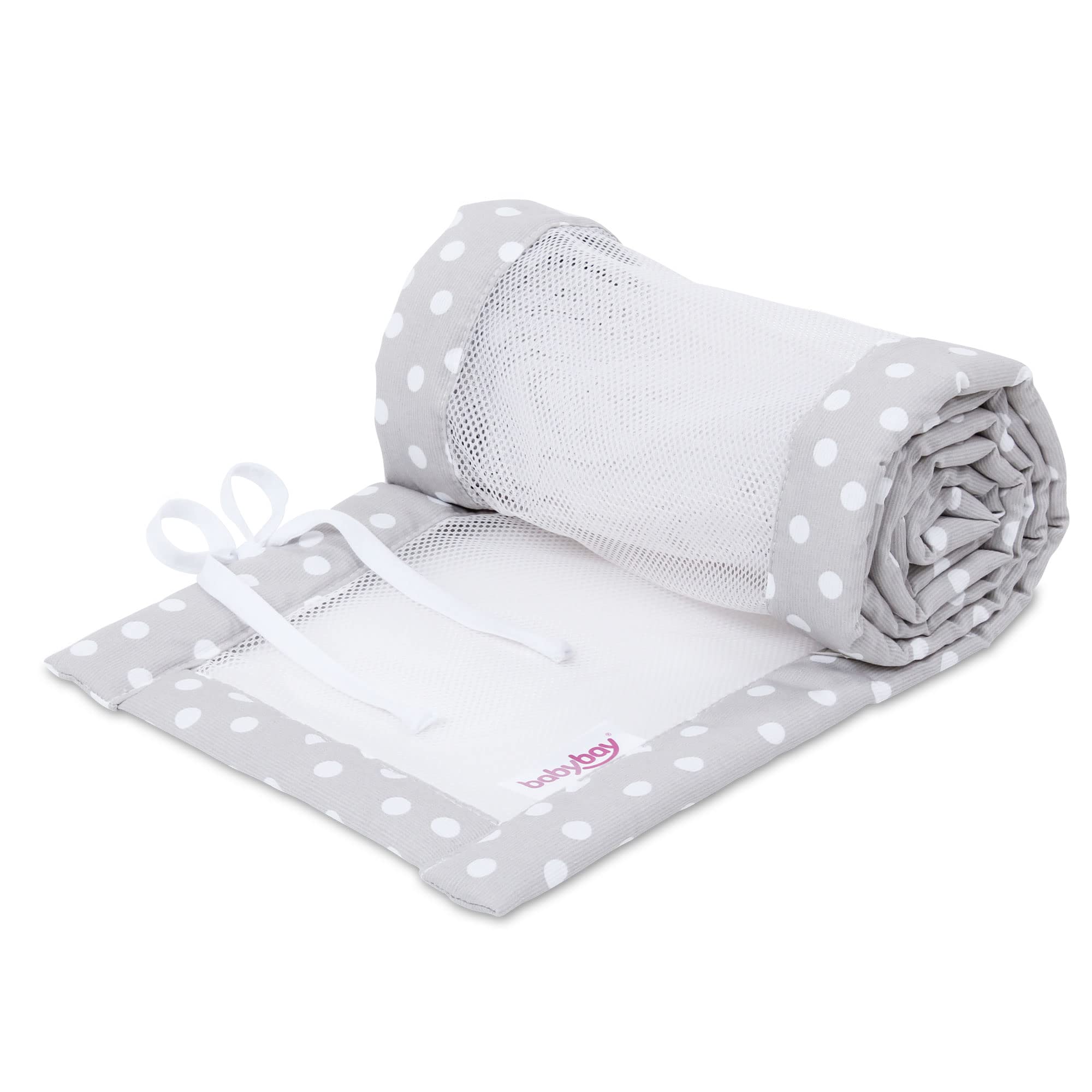 babybay babynest Mesh-Piqué Suitable for Model Original, Pearl Grey Points White