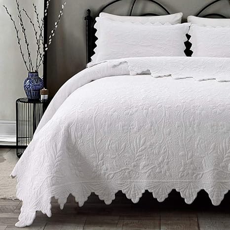 Brandream White Quilts Set Queen King 