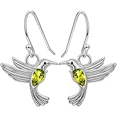 Hummingbird Earrings for Women Silver Bird Earrings Crystals Hummingbird Drop Earrings Colorful Rhinestone Flying Hummingbird Earrings Birthday Jewelry Gifts for Women