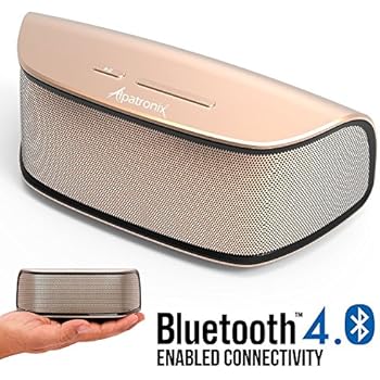 Bluetooth Speakers, Alpatronix AX420 Universal HD 10W Portable Rechargeable Wireless Stereo Bluetooth Speaker w/ Mic, Subwoofer, Volume/Playback Controls for Smartphones, Tablets & Computers - Gold