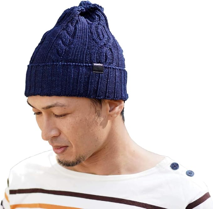 Amazon Indigo Cable Knit インディゴ ケーブル ニット帽 ネイビー 15 ワッチキャップ ニットキャップ 帽子 日本製 ユニセックス オールシーズン ニット 通販