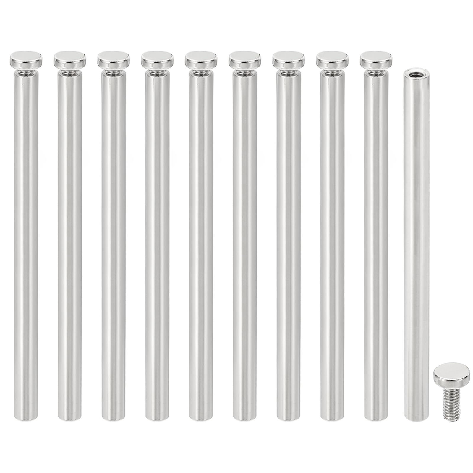 PATIKIL 1/4 x 3.2 inch Sign Standoff Screws, 20 Pcs Stainless Steel Wall Standoff Mounting Hardware Advertising Glass Nail for Hanging Acrylic Picture Frame Acrylic Panel, Silver