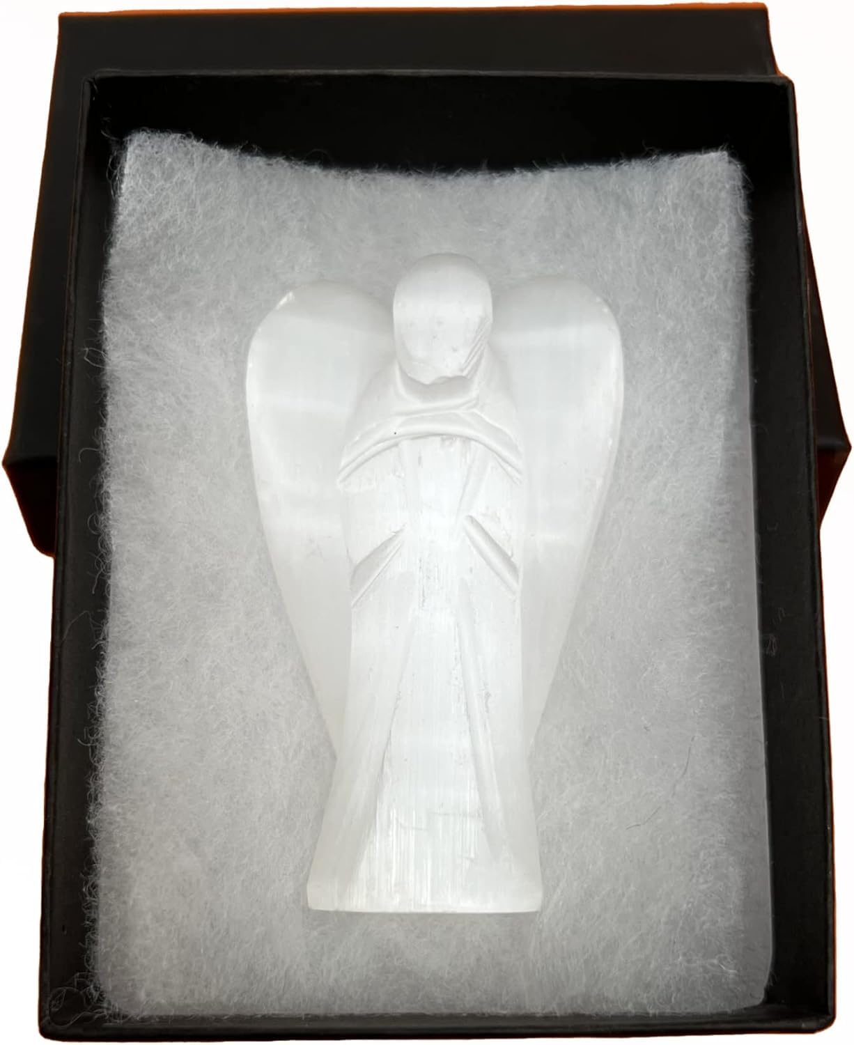 Hand Carved Crystal Healing Gemstone Pocket Guardian Angels with Reiki Powers Gift Stone Ornaments, 45mm to 50mm(Approx 2") (Selenite)