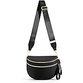 hibear Checkered Crossbody Bag Spacious Bum Bags for Women Nylon Crossbody Fanny Packs Checkered Purse Belt Wallet