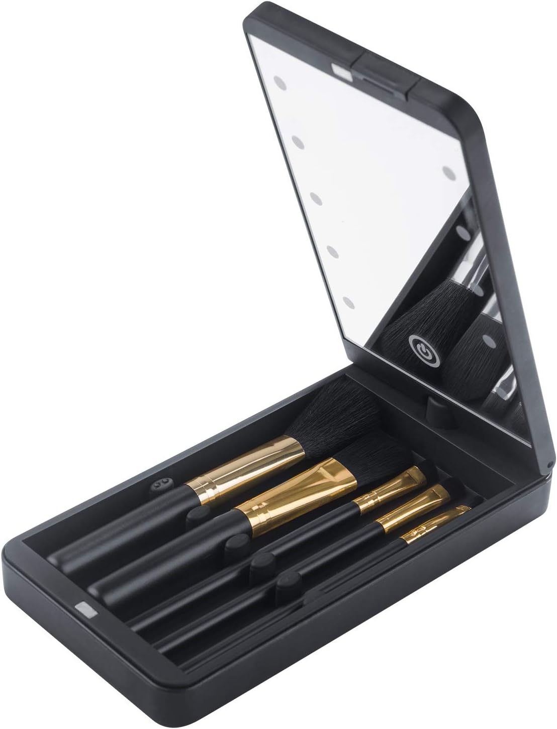 LED Lighted Makeup Mirror,Daylight LED, Compact, Portable, Foldable, 360°Rotating Cosmetic Mirror (Appose with 5 makeup brushes)