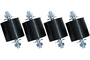 Yarssihha 4 Pack M8 Anti-Vibration Rubber Isolator Mounts, 40x40mm Rubber Studs Shock Absorber, Cylindrical Vibration Isolators for Diesel Engines, Air Compressors, Vibration Motor