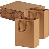 Zxglxinyao 20 Pcs Kraft Paper Gift Bags with Handles – Brown Retail Bags for Small Business, Party Favors & Merchandise