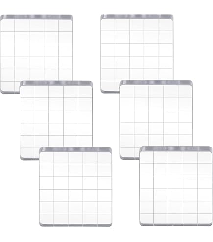Cionyce 7 Pcs Acrylic Stamping Blocks Set – Clear Stamp Blocks With Grid & Grip, Wave Shapes For Crafting & Scrapbooking