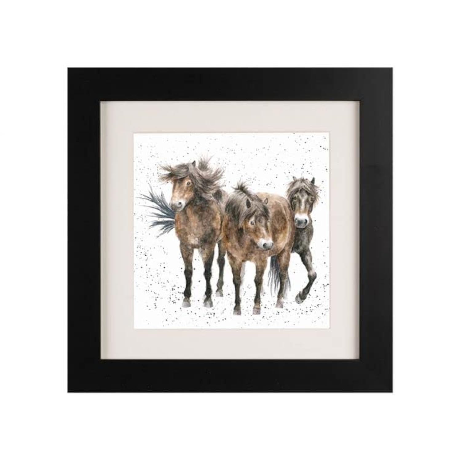 Wrendale Design "The Three Amigo's " Horse Framed Picture in Various Frame Colours (Black)
