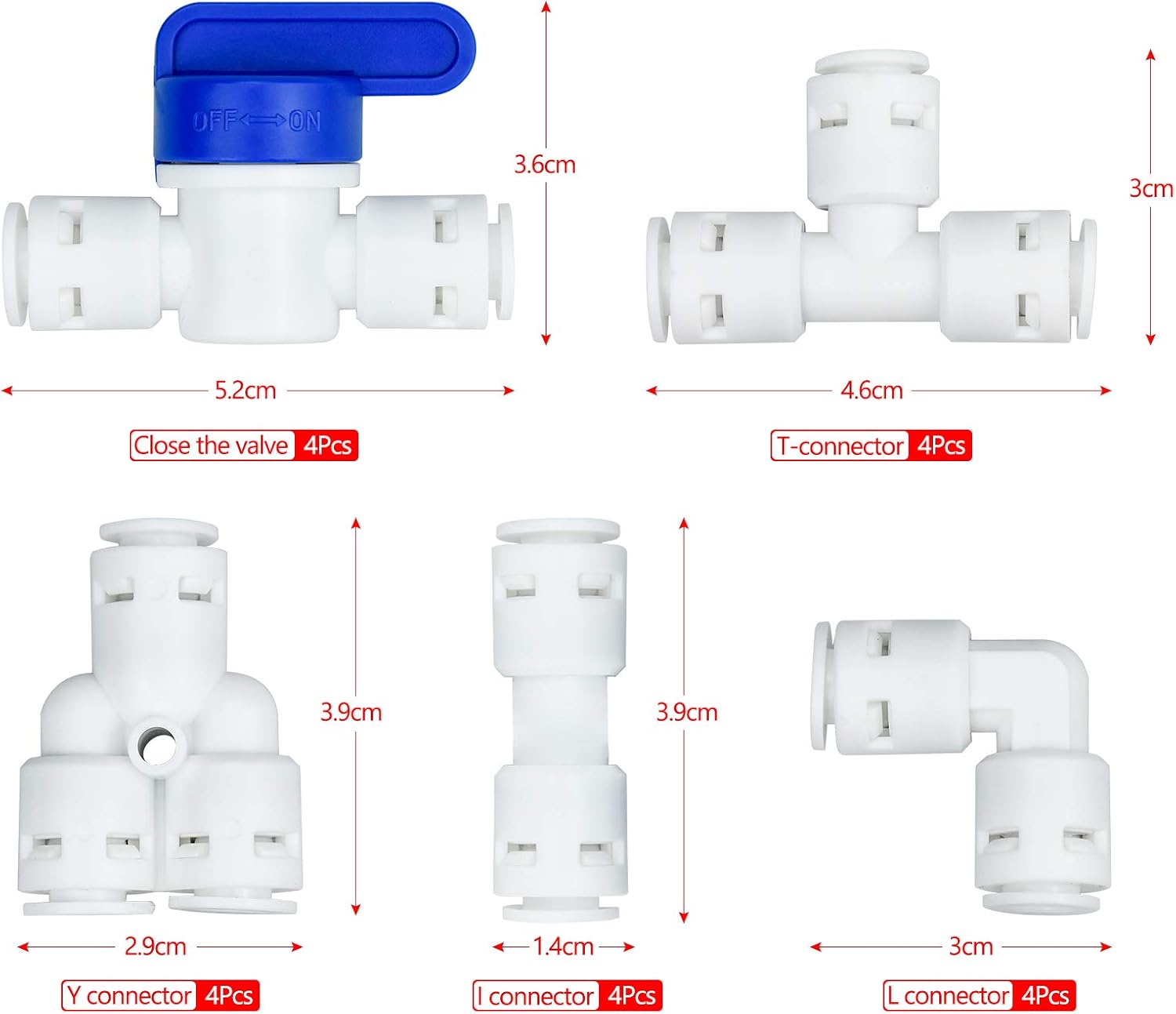 Pack of 20 Quick Water Pipe Fittings Water Filter Hose Connection Kit 1