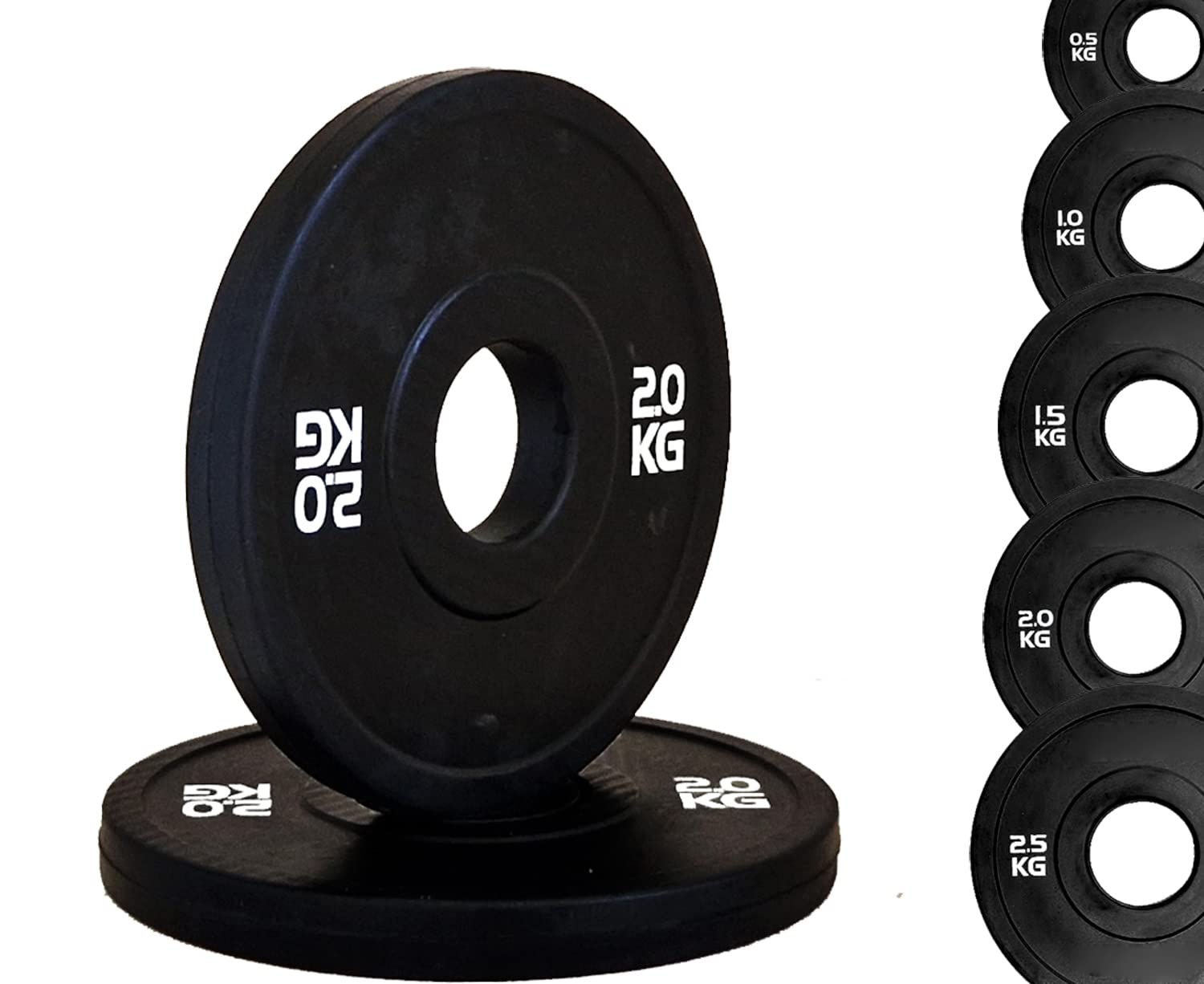 G5 HT SPORT Unisex - Adult Total Black Disc Bumper Micro Hole Diameter 50 mm for Gym and Home Gym (1 x 2.5 kg), 1 x 2.5 kg