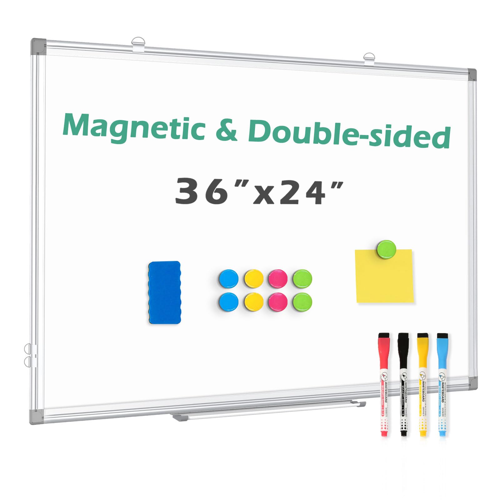 Photo 1 of **USED***QUEENLINK Double Sided Magnetic White Board, 36"x24" Dry Erase Whiteboard for Wall with Aluminum Frame Presentation Board for School, Office and Home