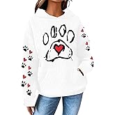 MNLYBABY Dog Mom Hoodies Women Dogs Paw Graphic Sweatshirts Hooded Pullover Pets Lovers Waffle Knit Tops
