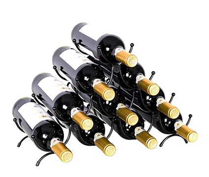 INDIAN DECOR. U Type Table Mounted 10 Bottles Tabletop Counter top Metal Wine Rack/Storage Holders Stands, Black