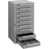 biosplot 9-Drawer Storage Cabinet, Lockable Steel Parts Cabinet Bolt Bin | Service Truck Tool Organizer, Heavy Duty Tool Chest for Truck/Garage/Workshop, Steel Construction, Grey