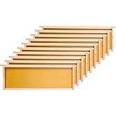 Honey Lake Medium Beehive Frames and Foudations Kit,10 Pack Super Wooden Frames and Beeswax Dipped Plastic Foundations for Beekeeping