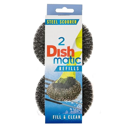 Pack of 2 Dishmatic Steel Scourer Refill Heads for cleaning BBQ's, Hot