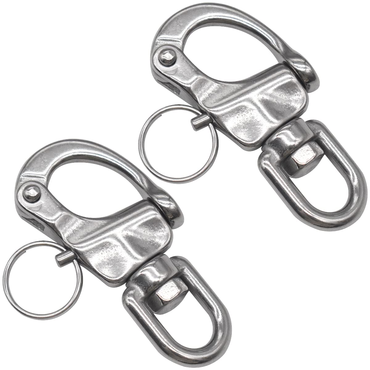 CHENKEE Snap Swivel Shackle, 2 pcs Heavy Duty Snap Shackle Stainless Steel Swivel Eye Snap Shackle Quick Release Marine Swivel Shackle D links Hook Shackle Clip for Sailboat Sandbag and Industry