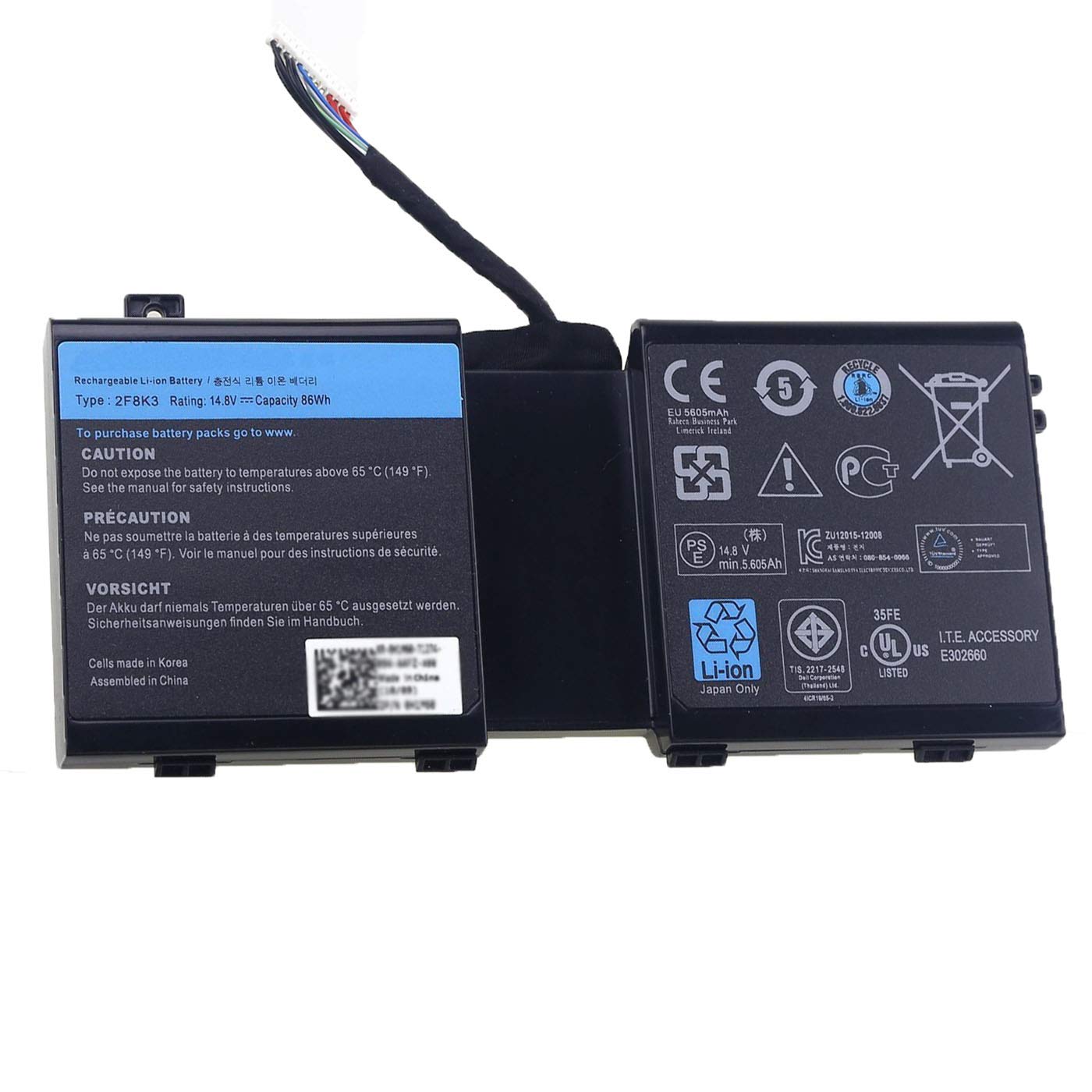 Dentsing 14.8v 86wh 2F8K3 Laptop Battery for DELL Alienware 17 18 18x M17X R5 M18X R3 02F8K3
