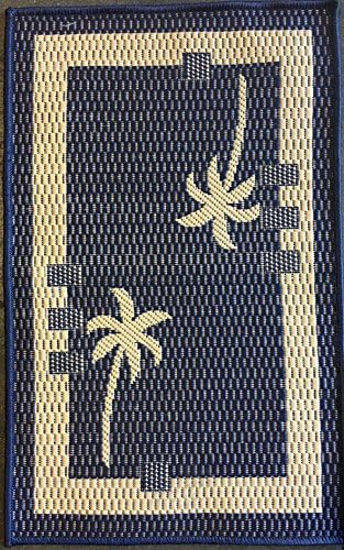 Modern Tropical Palm Tree Indoor Outdoor Door Mat Rug Hill Top Design H9 Navy Blue(19 Inch X31 Inch )