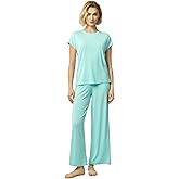 GYS Soft Bamboo Viscose Sleepwear for Women Short Sleeve 2 Piece Pajama Sets