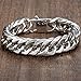 Hermah Heavy Mens Bracelet Chain 316L Stainless Steel Silver Punk Double Curb Cuban Rombo Link 15mm 7inch