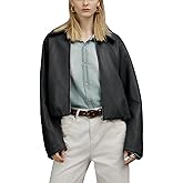 Bellivera Women's Oversized Faux Leather Jackets Retro Zip Up Casual Bomber and Biker Jackets for Spring Fall