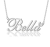 AOLO Bella Heart Name Necklace Silver Stainless