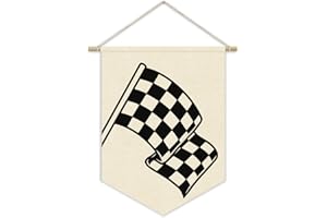 XYDEG Boy Room Decor,Playroom Decor,Toddler Boy Room Decor,Little Racer Dude Race Car Room Canvas Banner Wall Art Decor,Buffalo Plaid Racing Flag Hanging Canvas Banner,Racing Enthusiast Gifts