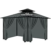 Tngan Gazebo Universal Replacement Privacy Curtain, 10'X10' Gazebo Curtain Outdoor Waterproof, 4-Panels Sidewall Curtains with Zipper for Patio, Garden and Backyard (Only Curtains, 10'x10', Grey)