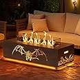 Dragon Fire Pit Table, 42 Inch Propane Gas Outdoor Fireplace with Dragon Pattern, 50,000 BTU CSA Certified, Fire Table with Tank Side Table, Blue Fire Glass, Cover Included for Patio and Backyard