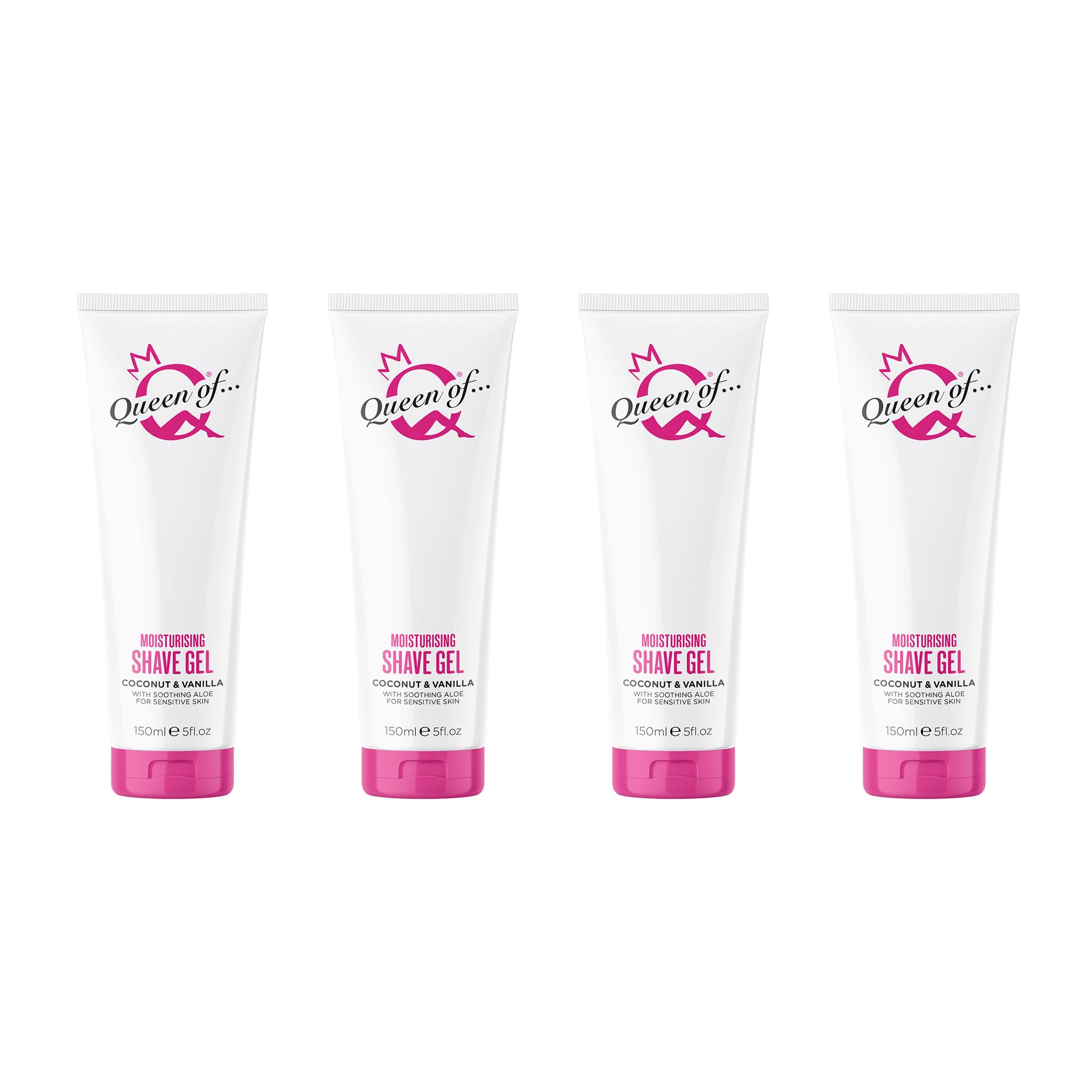 Queen of Ooh la la! Coconut and Vanilla Womens Shaving Gel, Sensitive Moisturising Shaving Cream For Women, 4x150ml