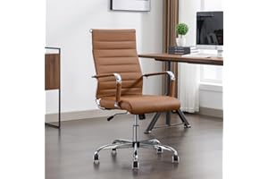 BOISKOM Office Desk Chair Leather, Conference Room Chairs with Wheels, Executive Modern High Back Ergonomic Swivel Rolling Ribbed Computer Chair