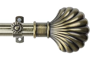 A&F Rod Decor - Curtain Rod Set 48-84 inch w/Shell Finial - Antique Brass