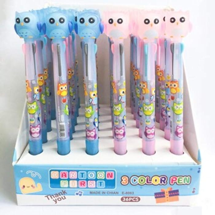 2X Princess Flamingo Mickey 3 In 1 Ballpoint Pen Drawing Pen Office School Supply Student Stationery (2pcs Owl)