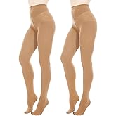 Citystl Opaque Black Tights for Women, 80D Tummy Compression Plus Size Tights, Control Top Microfiber Pantyhose for women