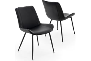 Brage Living Dining Chairs Set of 2, PU Leather Modern Armless Kitchen Dining Room Chairs, Upholstered Accent Side Chairs with Metal Legs (Black)
