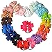 Imanom 3'' Baby Girl Grosgrain Ribbon, Boutique Hair Bow Ties, Ribbon Hair Holder Elastic Hair Band, Colorful Ponytail Holders For Teens Kids Pack of 20