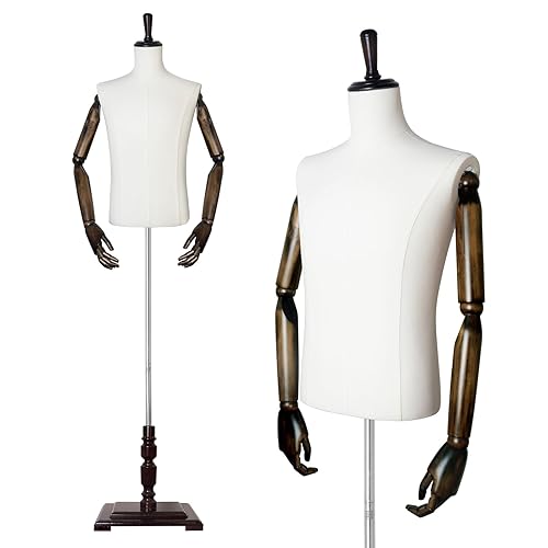 Male Mannequin Torso Dress Form Mannequin Body with Wooden Arms 61