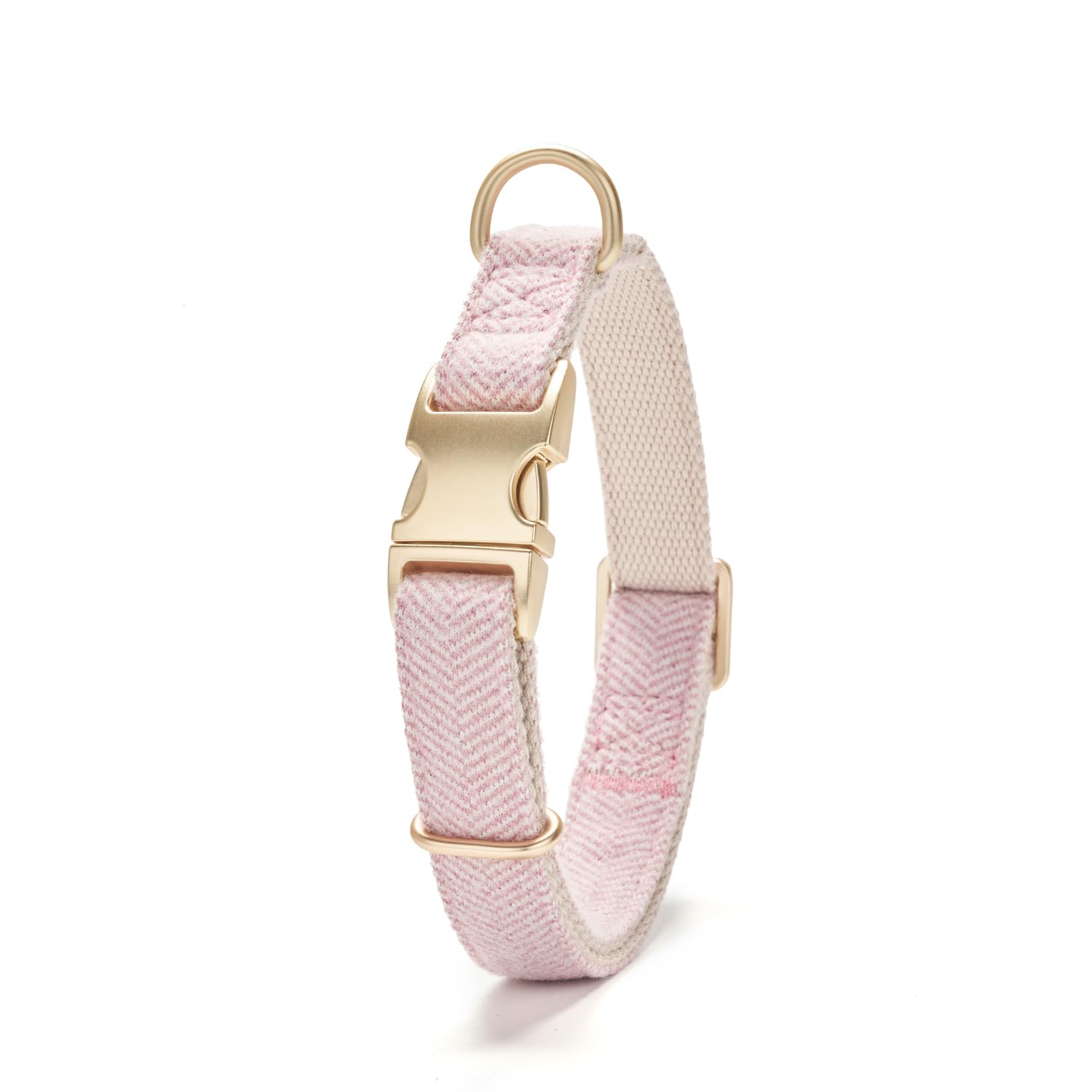 Petiry Tweed Dog Collar with Metal Buckle,Adjustable Durable Cotton Collar For Wedding Dog Wear,For Large Male Dogs Neck 40-66cm,Pink