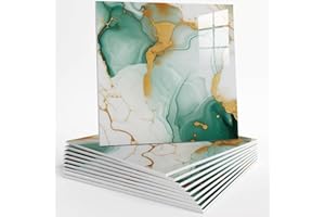 BAIXING HOUSE 10pcs Peel and Stick Tile Shower Waterproof Marble Tiles Wall Panels, 11.8"x11.8" Self-Adhesive Backsplash Tile, PVC Wall Panels Shower Tiles for Home Bathroom, Kitchen, Living Room White (3)