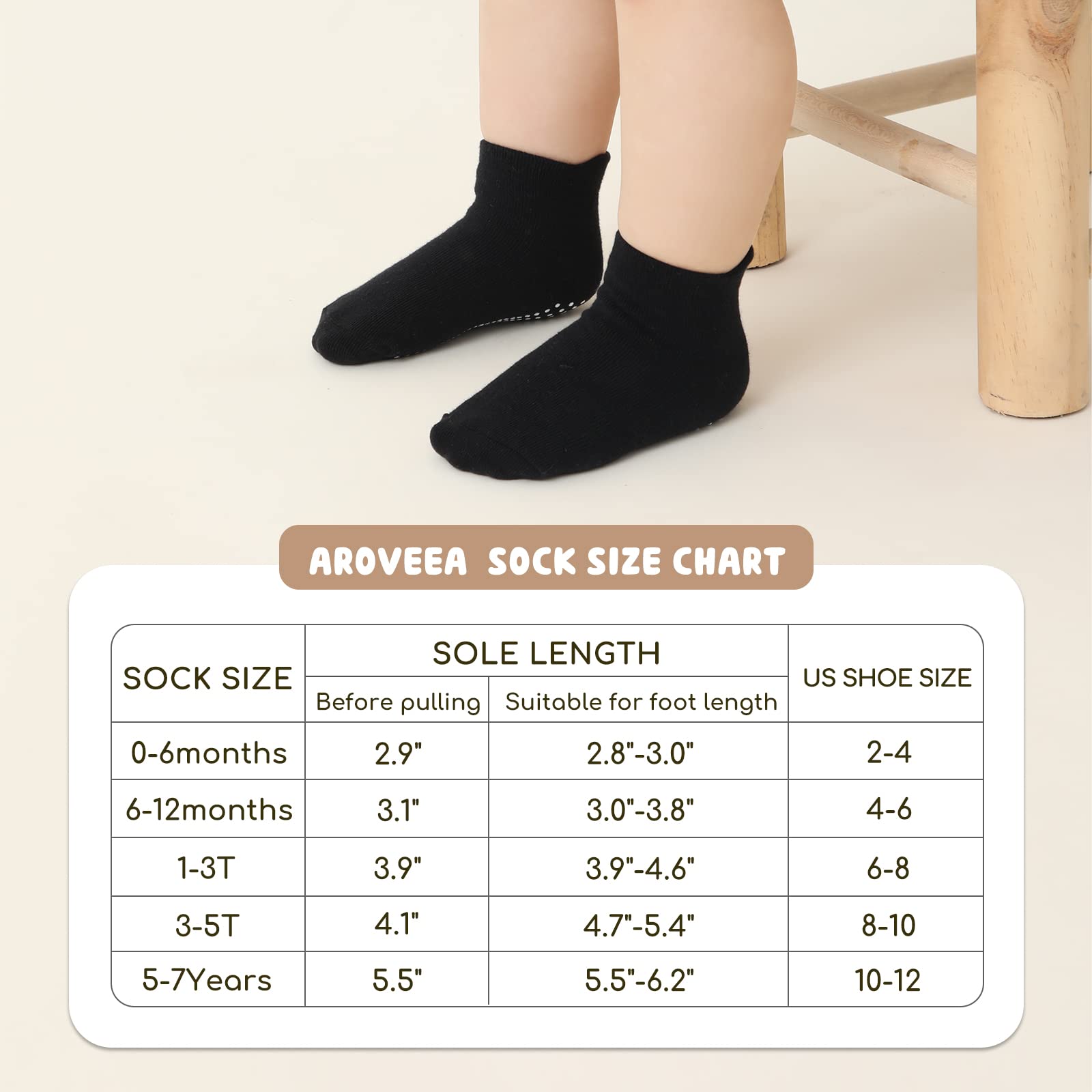 Non Slip Grip Ankle Baby Socks 12 Pack for Toddler Boys and Girls Kids,Infant Cute Cotton Baby Socks