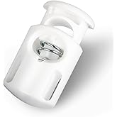 DYZD Plastic Cord Locks End Spring Stop Toggle Stoppers Multi-Colour (10PCS, White)