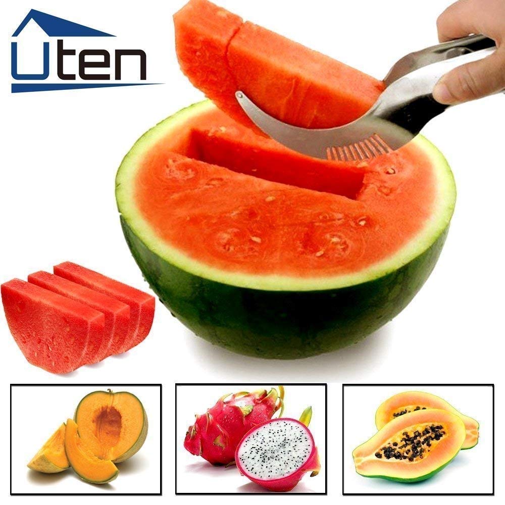 Uten Watermelon Cutter Stainless Steel, Watermelon Slicer, Fruit Knife to Cut Watermelon, Melon, Pitaya, Cantaloupe, Papaya and etc