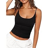 REORIA Women's Sexy Scoop Neck Tank Top Summer Sleeveless Cute Y2K Cami Tops Basic Going Out Crop Shirt