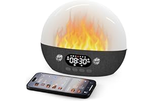 Dekala RestOnn Sunrise Alarm Clock Sunset Sound Machine White Noise Natural Sounds Amber Night Light, 7-day Programmable Dual Alarm Clock, Bluetooth Speaker, 3000mAh Battery Backup, App Control, White